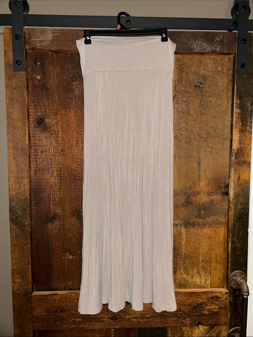 Women's Light Gray Maxi Skirt with Foldover Waist